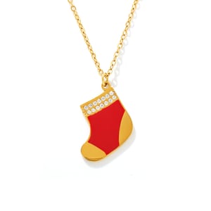 Klassische Weihnachtssocken-Anhänger-Halsketten aus Edelstahl für Damen h5