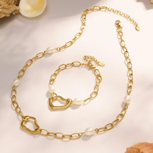 Classic Irregular Shape Stainless Steel Gold Color Women's Jewelry Sets h5 Picture6