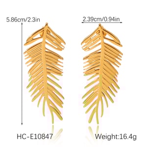 1 Pair Daily Leaf Stainless Steel  Gold Color  Women's Stud Earrings h5 Picture2