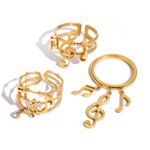 1 Stück Exquisite Serie Elegant Note Edelstahl Gold Farbe Statement Ringe h5 Bild8