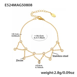 1 Piece Classic Letter Stainless Steel Gold Color Zircon Women's Charm Bracelets h5