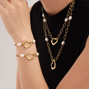 Classic Irregular Shape Stainless Steel Gold Color Women's Jewelry Sets h5 Picture2