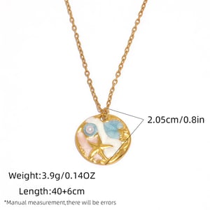 1 Piece Oceanic Circle Stainless Steel Gold Color Women's Pendant Necklaces h5 Picture2