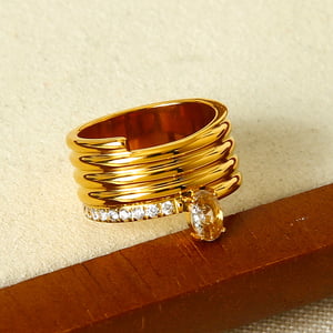 1 Piece Luxurious Multi Layer Stackable Snake Stainless Steel  Zircon Statement Rings h5 Picture3