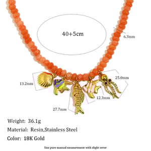 1 Piece Luxurious  Fish Natural Stones  Gold Color  Women's Beaded Necklaces h5 