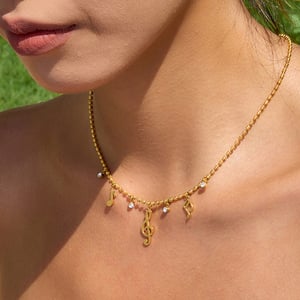 Designable Note Stainless Steel Gold Color Women's Jewelry Sets h5 Picture4