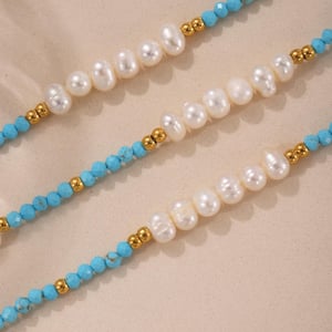 Tägliche Calaite Perlen Edelstahl Gold Farbe Naturstein Perle Damen Schmuck Sets h5 Bild3