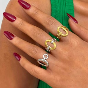 1 Piece Simple Rectangle Stainless Steel  Gold Color Women's Statement Rings h5 Picture3