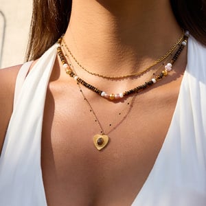 1 Piece Classic Heart Stainless Steel Gold Color Natural Stone Women's Pendant Necklaces h5 Picture3