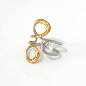 1 Piece  Simple Irregular Shape Stainless Steel  Gold Color Women's Statement Rings h5
