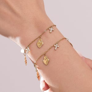 Romantic Series Heart Cross Stainless Steel Gold Color Women's Jewelry Sets h5 Picture4