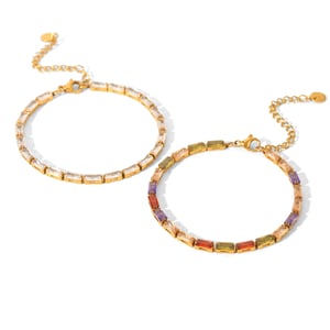 1 Piece Luxury Rectangle Stainless Steel  Zircon Women's Chain Bracelets h5 Picture6