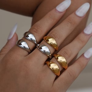 1 Stück lässige unregelmäßige Form Edelstahl Gold Farbe Damen Statement Ringe h5 Bild3