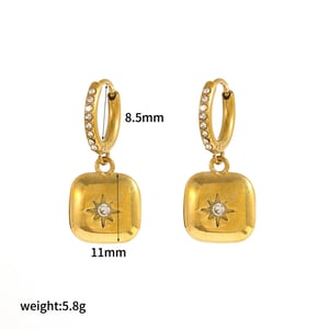 1 Pair Shinning Moon Stainless Steel Gold Color Zircon Women's Drop Earrings h5