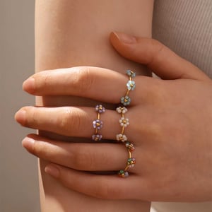 1 Piece  Casual Flower Stainless Steel  Gold Color Women’s Statement Rings h5 Picture4