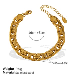1 Piece Stainless Steel Gold Color Chunky Chain Bracelet h5 