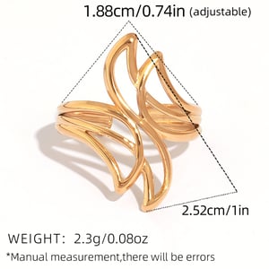 1 Piece Casual Irregular Shape Stainless Steel Gold Color Statement Rings h5 Picture2