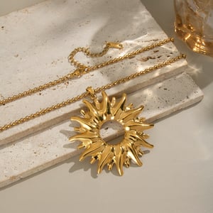 1 Piece Sun Stainless Steel Gold Color Pendant Necklace h5 Picture3