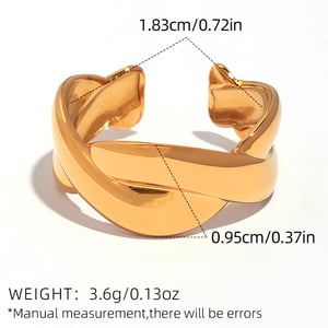 1 Stück Retro Unregelmäßige Form Edelstahl Gold Farbe Damen Statement Ringe h5 