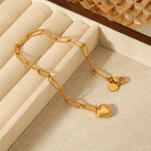 1 Piece Simple Heart Stainless Steel Gold Color Women's Chain Bracelets h5 Picture5