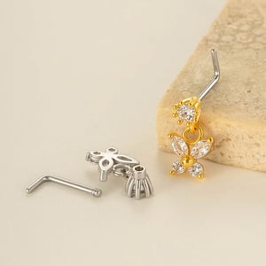 1 Stück Schmetterling Kupfer Gold Farbe Zirkon Nasenstecker h5 Bild3
