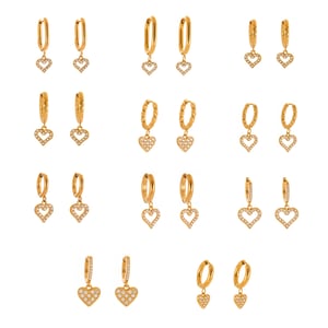 1 Pair Exquisite Heart Stainless Steel Gold Color Zircon Women's Drop Earrings h5 Picture6