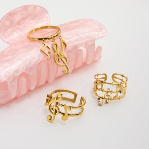 1 Stück Exquisite Serie Elegant Note Edelstahl Gold Farbe Statement Ringe h5 Bild6