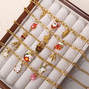 1 Piece Christmas Stainless Steel Gold Color Charm Bracelet h5 Picture2