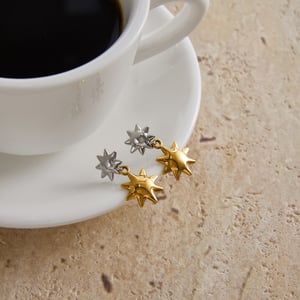 1 Pair Classic Sun Gold Color And Silver Colors Stainless Steel Women's Drop Earrings h5 Picture6