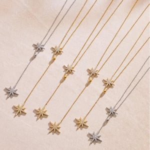 1 Piece Luxurious Star Stainless Steel Gold Color Women's Pendant Necklaces h5 Picture5