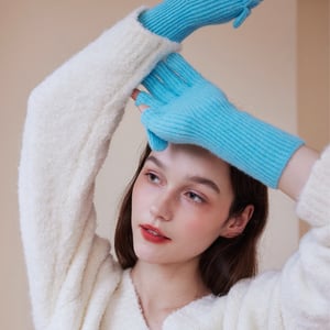 1 Pair Portable Solid Color Polyester Women's Gloves h5 Picture3
