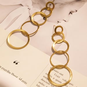 Casual Circle Stainless Steel Gold Color Women's Jewelry Sets h5 Picture6