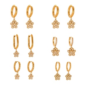 1 Pair Romantic Dog's Paw Stainless Steel Gold Color Zircon Women's Drop Earrings h5 Picture6