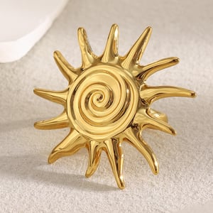 Classic Sun Stainless Steel Gold Color Women's Jewelry Sets h5 Picture5