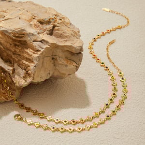 Colorful Flower Stainless Steel Gold Color Women's Jewelry Sets h5 Picture4