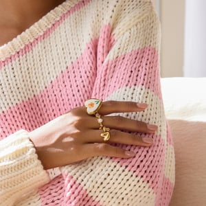 1 Piece Romantic Flower Album Stainless Steel Gold Color Statement Rings h5 Picture5