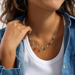 1 Piece Romantic Flower Calaite Stainless Steel Gold Color Women's Pendant Necklaces h5 Picture4