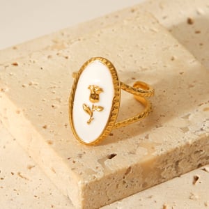 1 Piece Rose Shape Stainless Steel Gold Color Statement Ring h5 Picture5