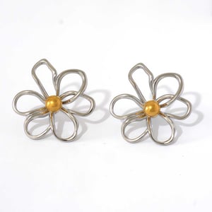 1 Pair Simple  Daily Flower Stainless Steel  Gold Color  Women's Stud Earrings h5
