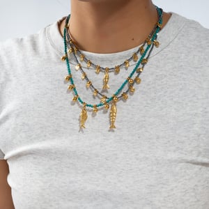 1 Piece Stylish Fish Stainless Steel Gold Color Natural Stone Women's Beaded Necklaces h5 Picture5