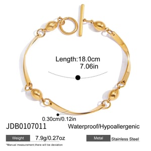 1 Piece Modern Wavy Line Stainless Steel Gold Color Women's Chain Bracelets h5 Picture2