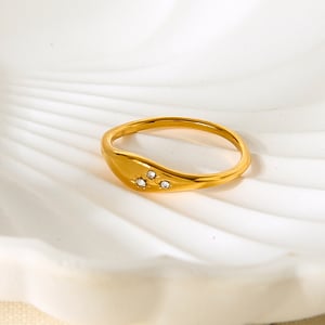 1 Piece Simple  Daily Irregular Shape Stainless Steel  Gold Color  Zircon Statement Rings h5 Picture3