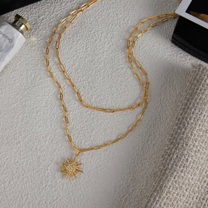 1 Piece Elegant Sun Stainless Steel Gold Color Women's Layered Necklaces h5 Picture3
