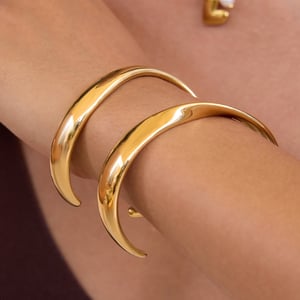1 Piece Classic Curve Stainless Steel Gold Color Women's Cuff Bracelets h5 Picture2