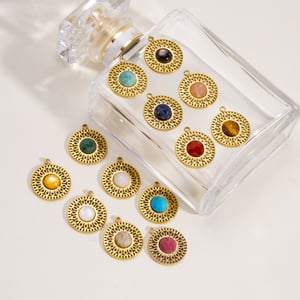1 Piece Luxurious  Retro Circle Stainless Steel  Natural Stone Women's Pendants h5 Picture2