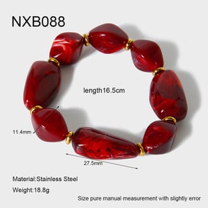 Retro Acrylic Irregular Beads Hematite Gold Color Necklace Set h5