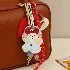 1 Piece  Adorable Cartoon Little Girl with Apple Shaped PU Women's Bag Charm h5 Picture2