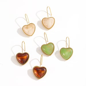 1 Pair Retro Heart Stainless Steel Gold Color Acrylic Women's Dangle Earrings h5 Picture4