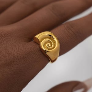 1 Piece Simple Series Retro Thread Stainless Steel  Gold Color  Statement Rings h5 Picture6