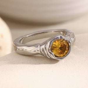 1 Piece Delicate Stainless Steel Gold Color Women's Gemstone Rings h5 Picture4